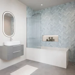 Baignoire droite VILLEROY & BOCH Architectura avec pieds 170 x 75 cm Blanc + Pare bain gauche AURYS Raywall chromé