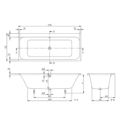 Baignoire droite VILLEROY & BOCH Architectura avec pieds 170 x 75 cm Blanc + Pare bain gauche AURYS Raywall chromé