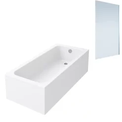 Baignoire droite VILLEROY & BOCH Architectura acrylique 140 x 70 cm + Pare bain droite AURYS Mist 1 chromé