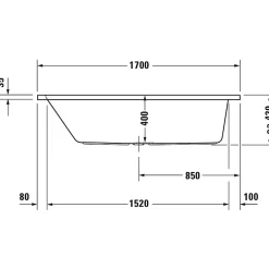 Baignoire droite 170x75 DURAVIT D-Code bonde au centre