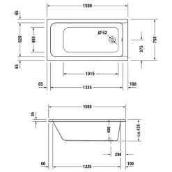 Baignoire droite 150x75 DURAVIT D-Code