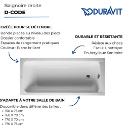 Baignoire droite 170x75 DURAVIT D-Code