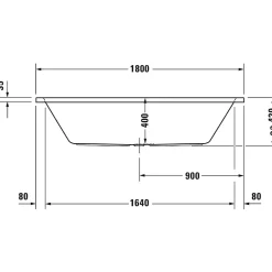Baignoire droite 180x80 DURAVIT D-Code bonde au centre