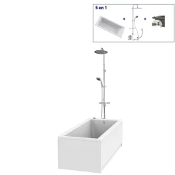 Baignoire Embleme Comododo solo 170 x 75 cm sans tablier + Colonne de douche Valentin