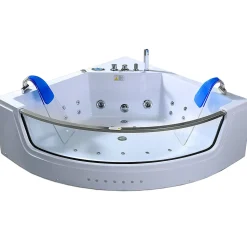 Baignoire hydromassage blanc pompe double 152 X 152 cm 19 jets Calliope