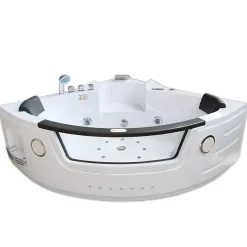 Baignoire Hydromassage Chromotherapie 140 x 140 cm double pompe 20 jets Camelia