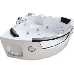 Baignoire Hydromassage Chromotherapie 140 x 140 cm double pompe 20 jets Camelia