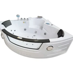 Baignoire Hydromassage Chromotherapie 140 x 140 cm double pompe 20 jets Camelia