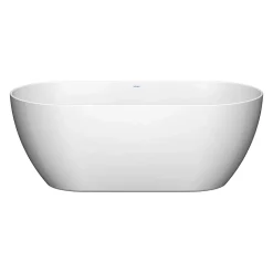 Baignoire ilot acrylique salle de bain, vidage et trop-plein, 2 parois, 2 places, 160x75x45cm, Garantie 5 ans, Blanc mat, DURAMUNA