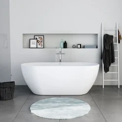 Baignoire ilot acrylique salle de bain, vidage et trop-plein, 2 parois, 2 places, 170x80x45cm, Garantie 5 ans, Blanc mat, DURAMUNA