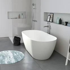 Baignoire ilot acrylique salle de bain, vidage et trop-plein, 2 parois, 2 places, 170x80x45cm, Garantie 5 ans, Blanc mat, DURAMUNA