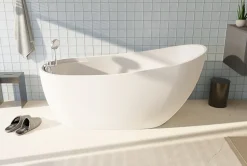 Baignoire ilot autoportante BALI 170x75 cm avec robinetterie intégrée