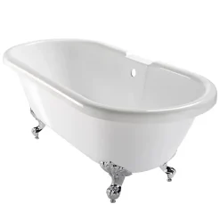 Baignoire ilot Charly blanche avec pieds patte d 'aigle chrome