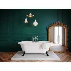 Baignoire îlot 170 x 80 cm blanche + 4 pieds noirs, GoodHome Emba
