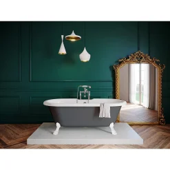 Baignoire îlot 170 x 80 cm grise + 4 pieds blancs, GoodHome Emba