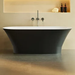 Baignoire îlot 157 x 69 x 55 cm Noir et Blanc Brillant en minéral composite - Mod. GLIT LAVABERG