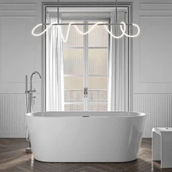 Baignoire îlot acrylique design et moderne pour salle de bain, isolation thermique, Blanc, 170x75x58cm, Garantie 5 ans, MIO 2.0