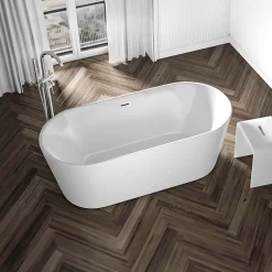 Baignoire îlot acrylique design et moderne pour salle de bain, isolation thermique, Blanc, 170x75x58cm, Garantie 5 ans, MIO 2.0