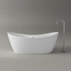 Baignoire îlot Acrylique Design Moderne pour Salle de Bain avec Bonde et trop plein, Blanc, 170x80x68cm, Garantie 5 ans, SIENA 2.0