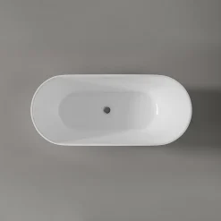 Baignoire îlot Acrylique Oval Moderne pour Salle de Bain avec Bonde et trop plein, Blanc, 170x75x58cm, Garantie 5 ans, ROMA 2.0