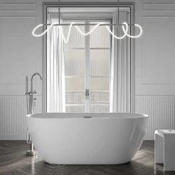Baignoire îlot Acrylique Ovale Moderne Salle de Bain avec Bonde- Blanc, 160x75x59cm, Garantie 5 ans, Bords épais, JAZZ PLUS 2.0
