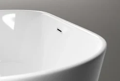 Baignoire îlot Acrylique Ovale Moderne Salle de Bain avec Bonde- Blanc, 160x75x59cm, Garantie 5 ans, Bords épais, JAZZ PLUS 2.0
