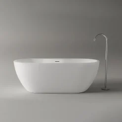Baignoire îlot Acrylique ovale 165x75x58cm Blanc mat + Bonde et trop plein - ROMA PLUS 2.0