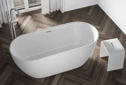 Baignoire îlot Acrylique ovale 180x80x59cm Blanc brillant + Bonde et trop plein - JAZZ PLUS 2.0