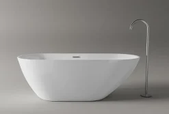 Baignoire îlot Acrylique ovale 180x80x58cm Blanc brillant + Bonde et trop plein - ROMA PLUS 2.0