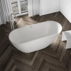 Baignoire îlot Acrylique ovale design 180x80x58cm Blanc mat + Bonde et trop plein - ROMA 2.0