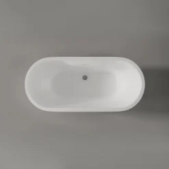 Baignoire îlot Acrylique ovale 180x75x58cm Blanc mat + Bonde et trop plein - ROMA PLUS 2.0