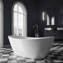 Baignoire îlot Acrylique ovale 180x80x69cm + Bonde et trop plein - Blanc brillant - BELLAGIO 2.0