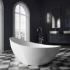 Baignoire îlot acrylique ovale design 184x79x77cm Blanc mat + Bonde et trop plein - VICE 2.0