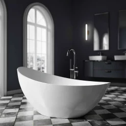 Baignoire îlot acrylique ovale design 184x79x77cm Blanc mat + Bonde et trop plein - VICE 2.0