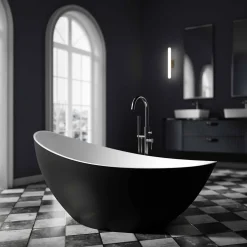 Baignoire îlot acrylique ovale design 184x79x77cm Blanc mat + Bonde et trop plein - VICE 2.0