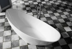 Baignoire îlot acrylique ovale design 184x79x77cm Blanc mat + Bonde et trop plein - VICE 2.0