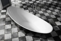 Baignoire îlot acrylique ovale design 184x79x77cm Blanc mat + Bonde et trop plein - VICE 2.0