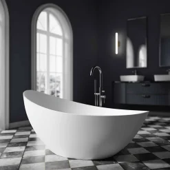 Baignoire îlot acrylique ovale design 184x79x77cm Noir / Blanc mat + Bonde et trop plein - VICE 2.0