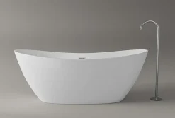 Baignoire îlot Acrylique ovale 170x78x69cm + Bonde et trop plein - Blanc brillant - BELLAGIO 2.0