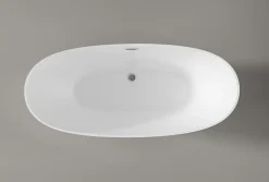 Baignoire îlot Acrylique ovale 170x78x69cm + Bonde et trop plein - Blanc brillant - BELLAGIO 2.0