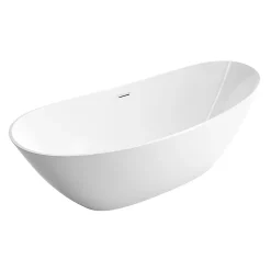 Baignoire îlot Acrylique ovale 170x78x69cm + Bonde et trop plein - Blanc brillant - BELLAGIO 2.0