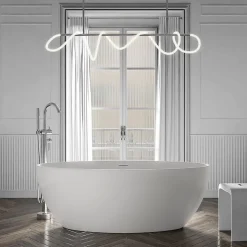 Baignoire îlot Acrylique ovale 180x80x60cm Blanc brillant + Bonde et trop plein - TERRA 2.0