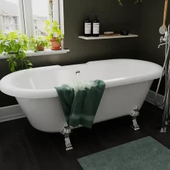 Baignoire îlot adossée 170 x 80 cm blanche, GoodHome Emba