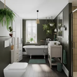 Baignoire îlot adossée 170 x 80 cm blanche, GoodHome Emba