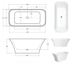 Baignoire îlot ASSOS 160 x 70 cm