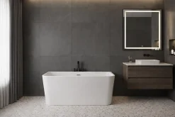 Baignoire îlot avec vidage - 160 x 75 cm - Blanc brillant - MIRABELLE
