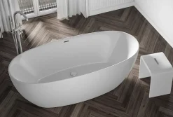 Baignoire îlot BELAQUA - Acrylique sanitaire - Blanc brillant - 170x80x58cm - Garantie 5 ans - Sans robinet ni siphon