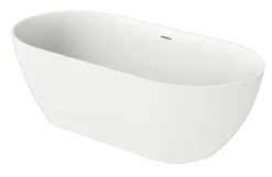 Baignoire îlot blanche Poalgi Solid Surface 168x80x53,5 cm inclus tablette - modèle SHIRO