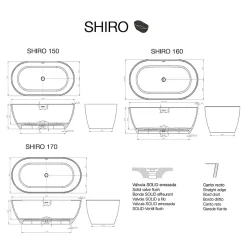 Baignoire îlot blanche Poalgi Solid Surface 168x80x53,5 cm inclus tablette - modèle SHIRO