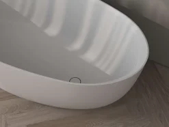 Baignoire îlot blanche Poalgi Solid Surface 170x80x51 cm inclus tablette - modèle MENORCA